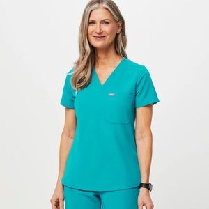 FIGS Catarina Teal One-Pocket Scrub Top